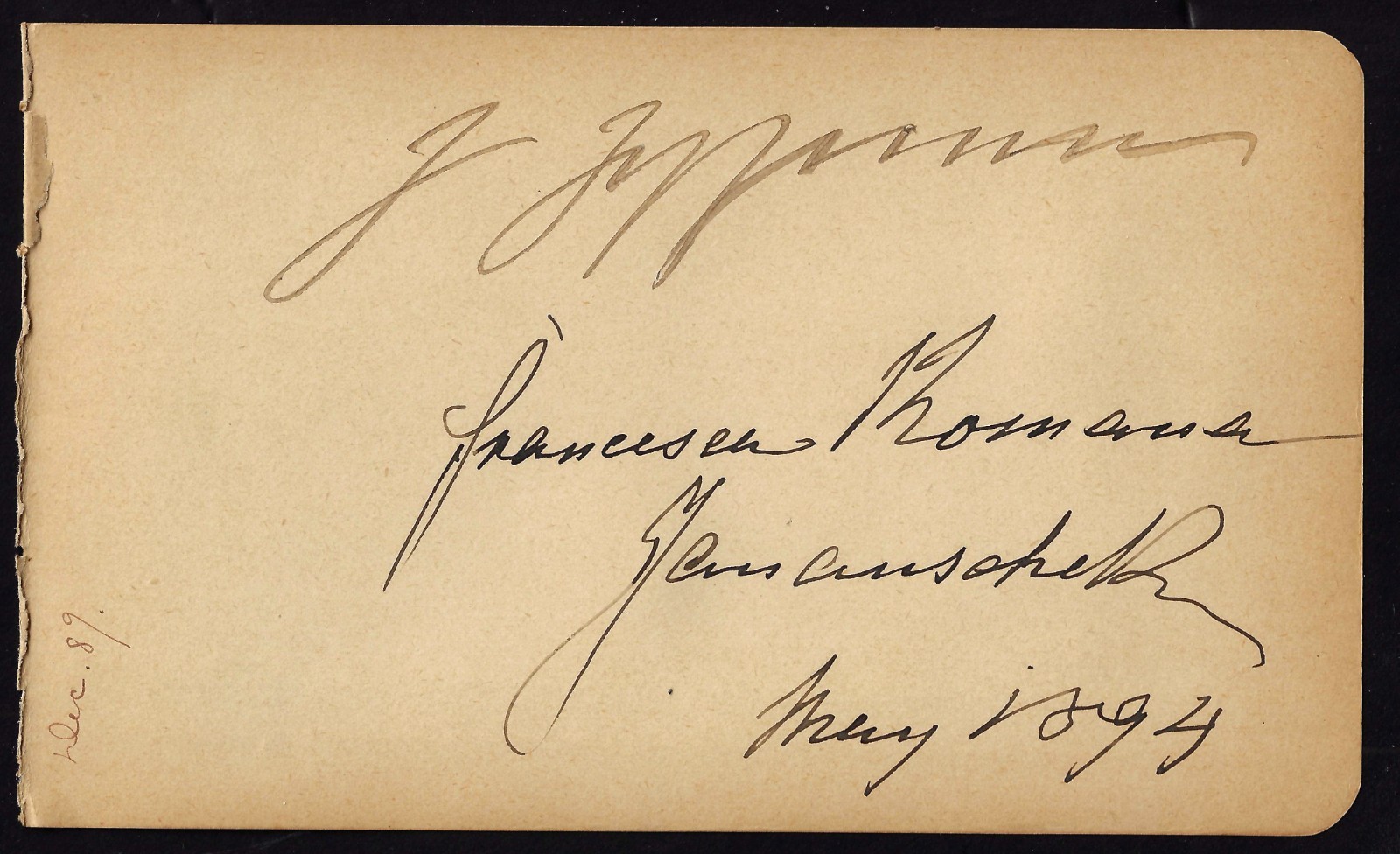 Joseph Jefferson / Fanny Janauschek Autographs 1889 / 1894 for John T. Ford Fam.