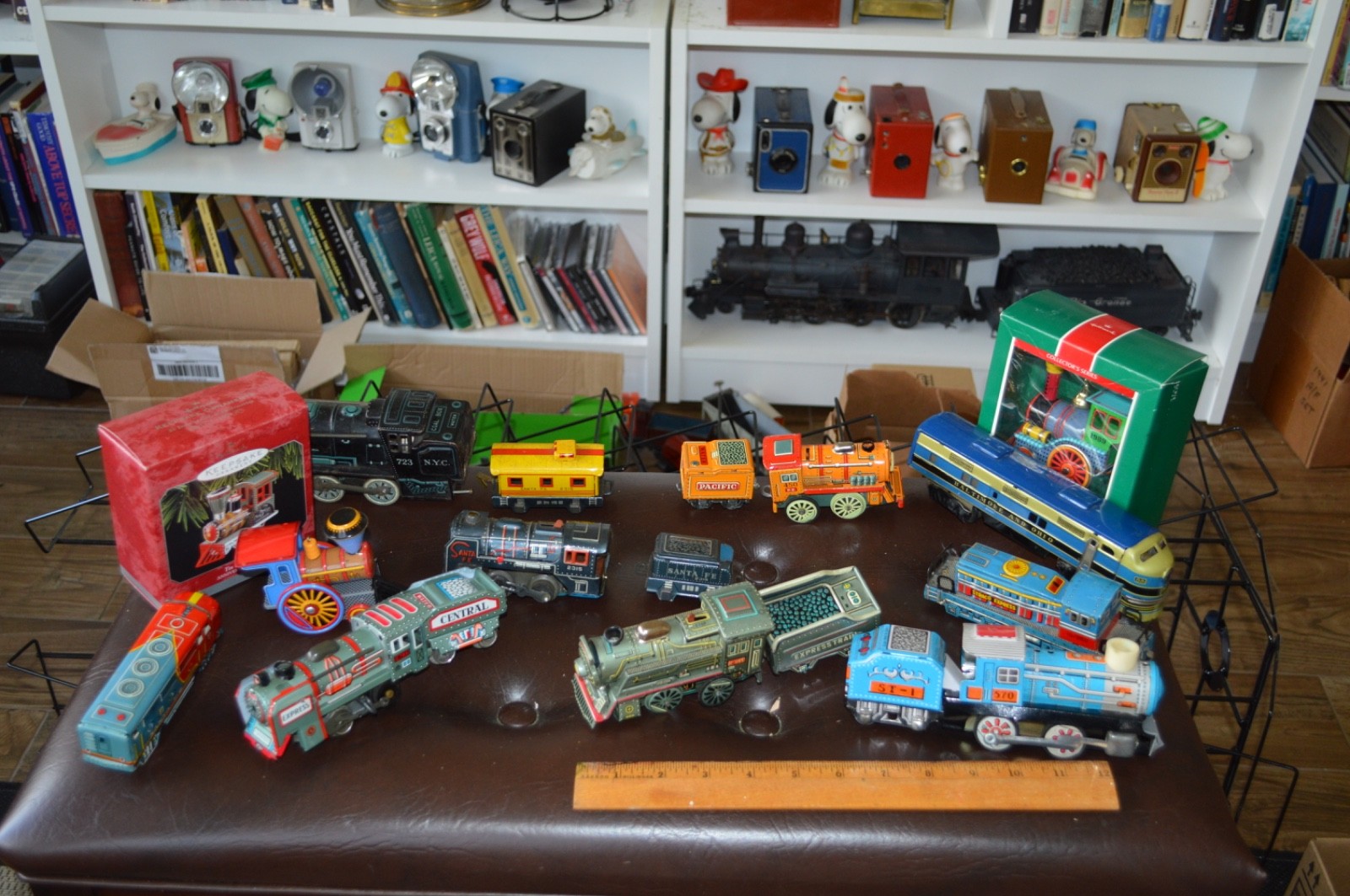 Lot  Vintage Hallmark Christmas Ornament Metal Tin Trains Plus