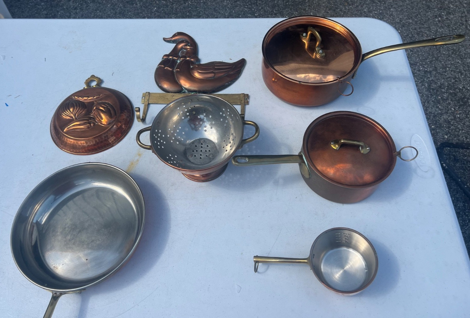Vintage 7 Piece Lot - Copper Cookware Food Mold Collander Vintage 7 Piece Lot - Copper Cookware Food Mold Collander