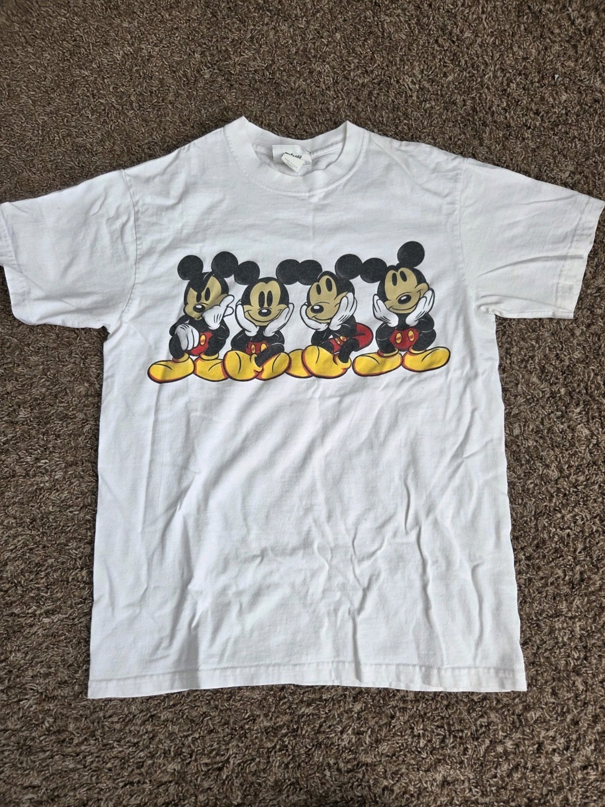 Mickey Mouse Group Disney White Cotton Tultex T Shirt 1990s Size Small