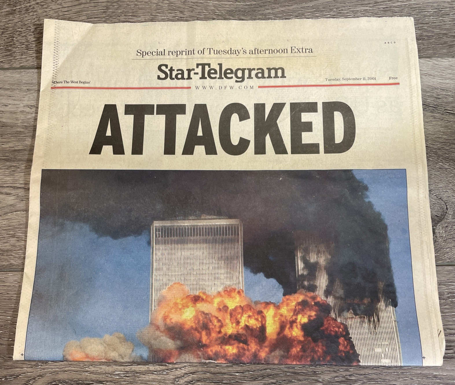 Vintage 9/11/01 Fort Worth Star Telegram Late Edition - Special Print - Sept 11