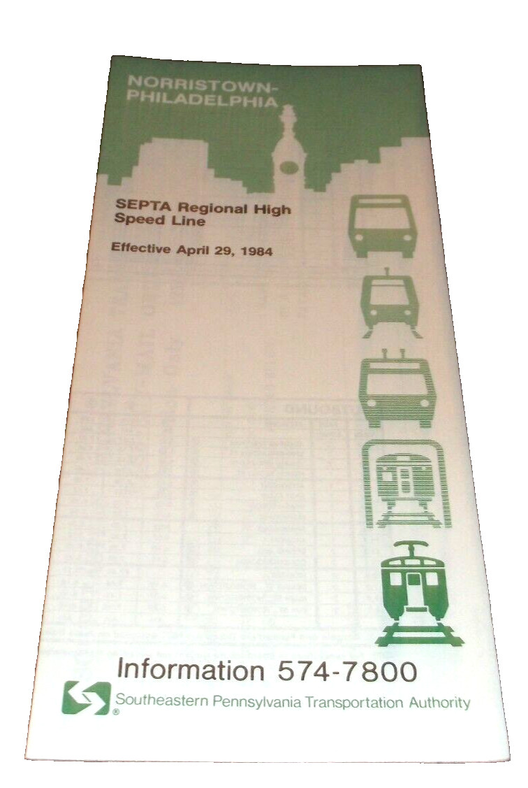 APRIL 1984 SEPTA NORRISTOWN-PHILADELPHIA PUBLIC TIMETABLE