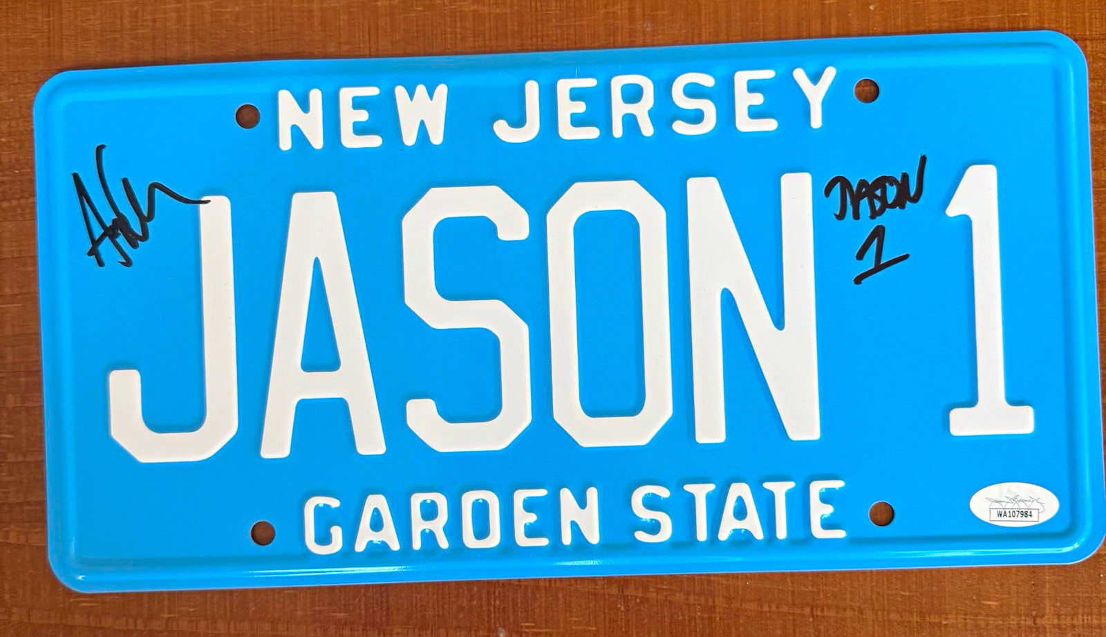 Ari Lehman Signed JASON 1 NJ License Plate Friday the 13th JSA Auto