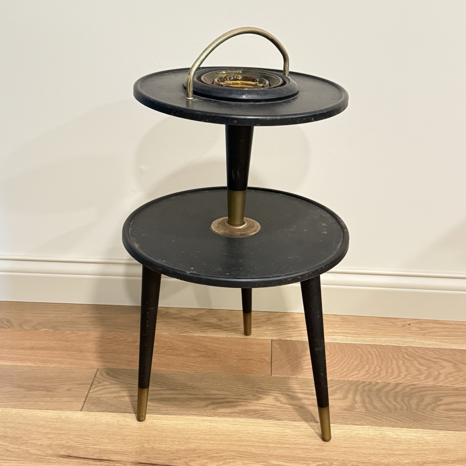 Vintage Mid Century Modern Metal Ashtray Stand Tiered Black Table Smoking Room Vintage Mid Century Modern Metal Ashtray Stand Tiered Black Table Smoking Room