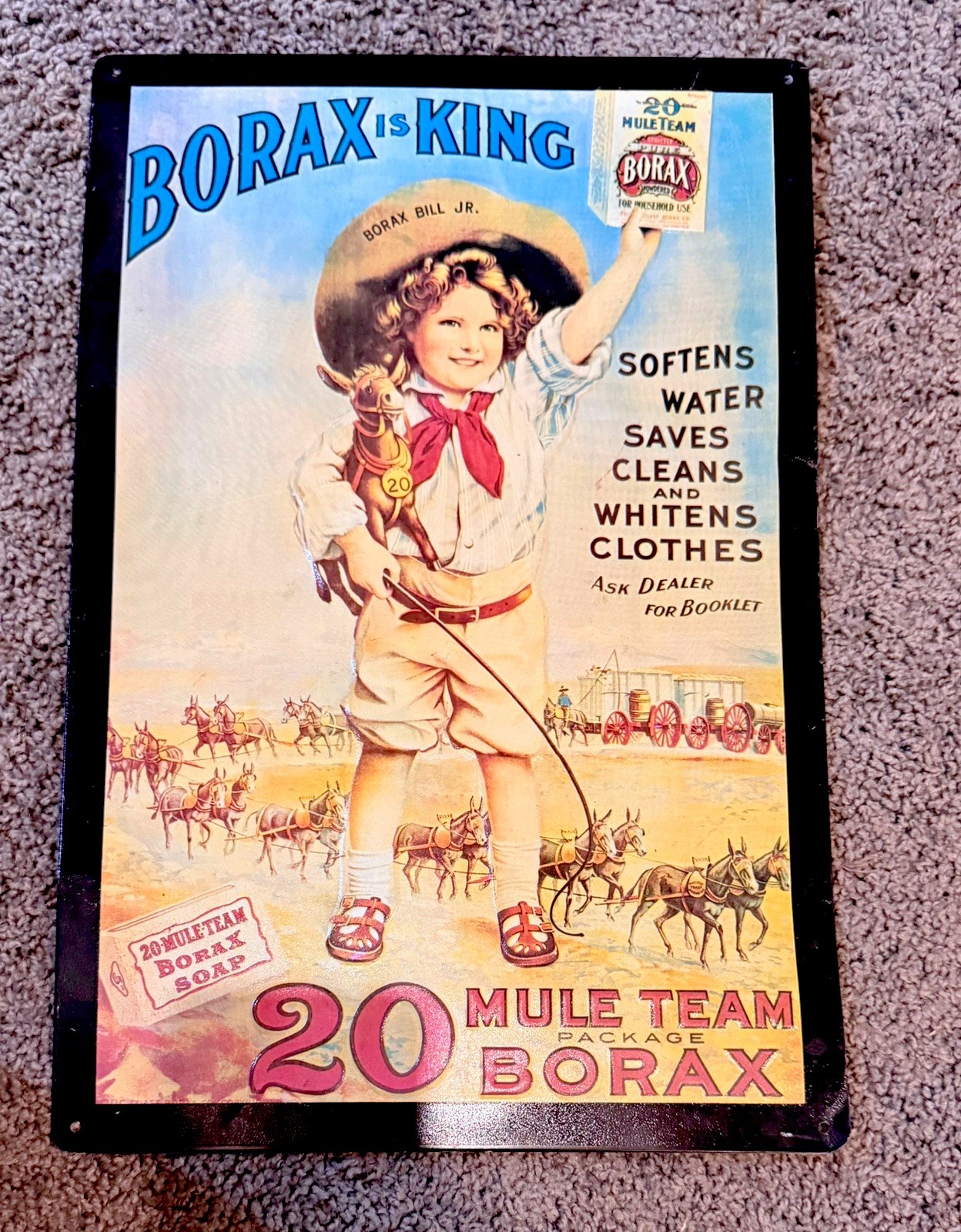 Vintage BORAX IS KING - 20 MULE TEAM laundry room SIGN