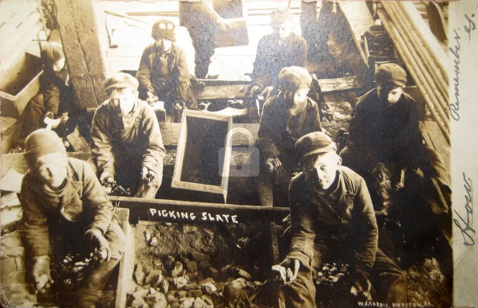 Boys Children Picking Slate Coal Mine RPPC Photo Postcard COPY Boys Children Picking Slate Coal Mine RPPC Photo Postcard COPY