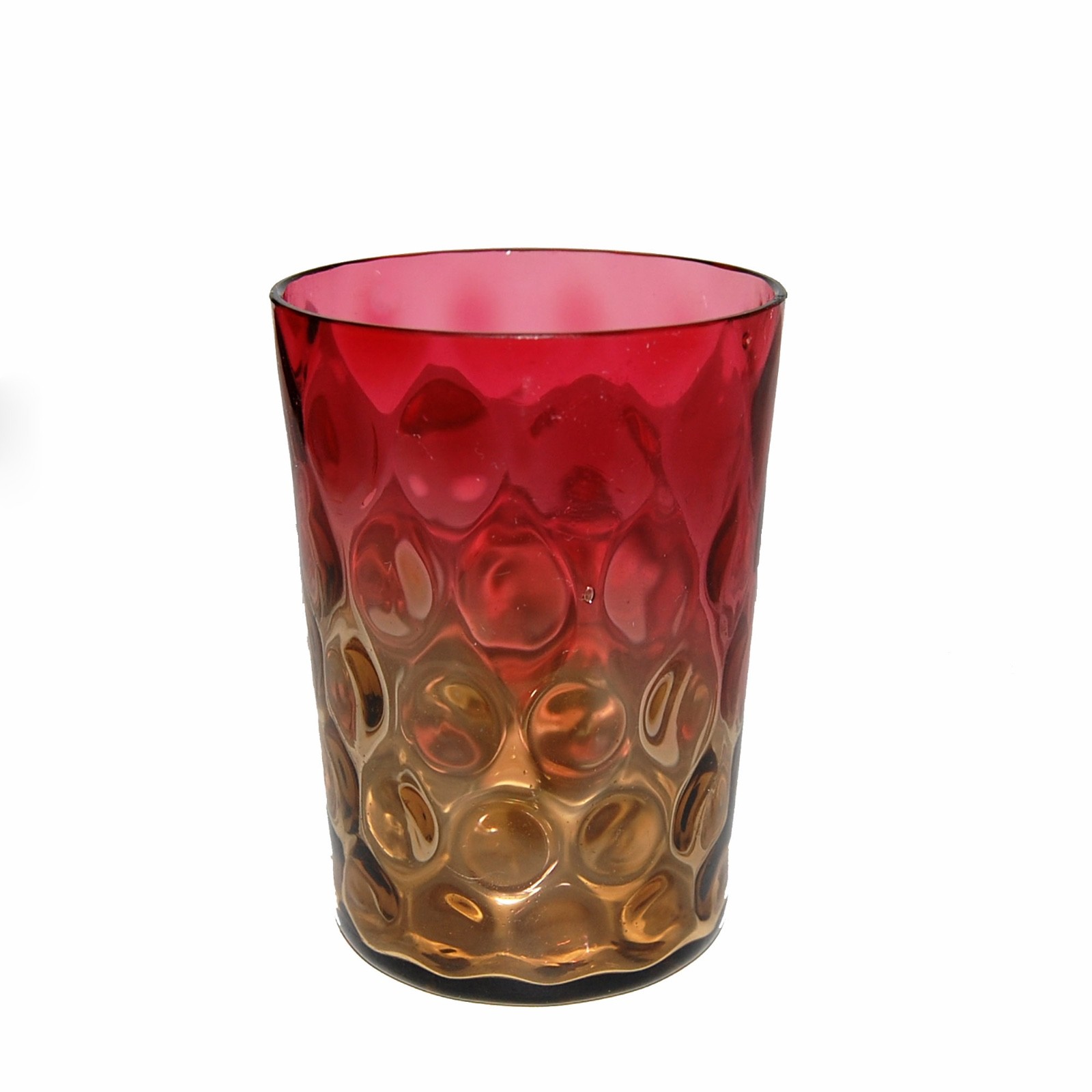 Antique Phoenix Glass Amberina Dot Optic 8 oz Flat Tumbler ~ 1880's