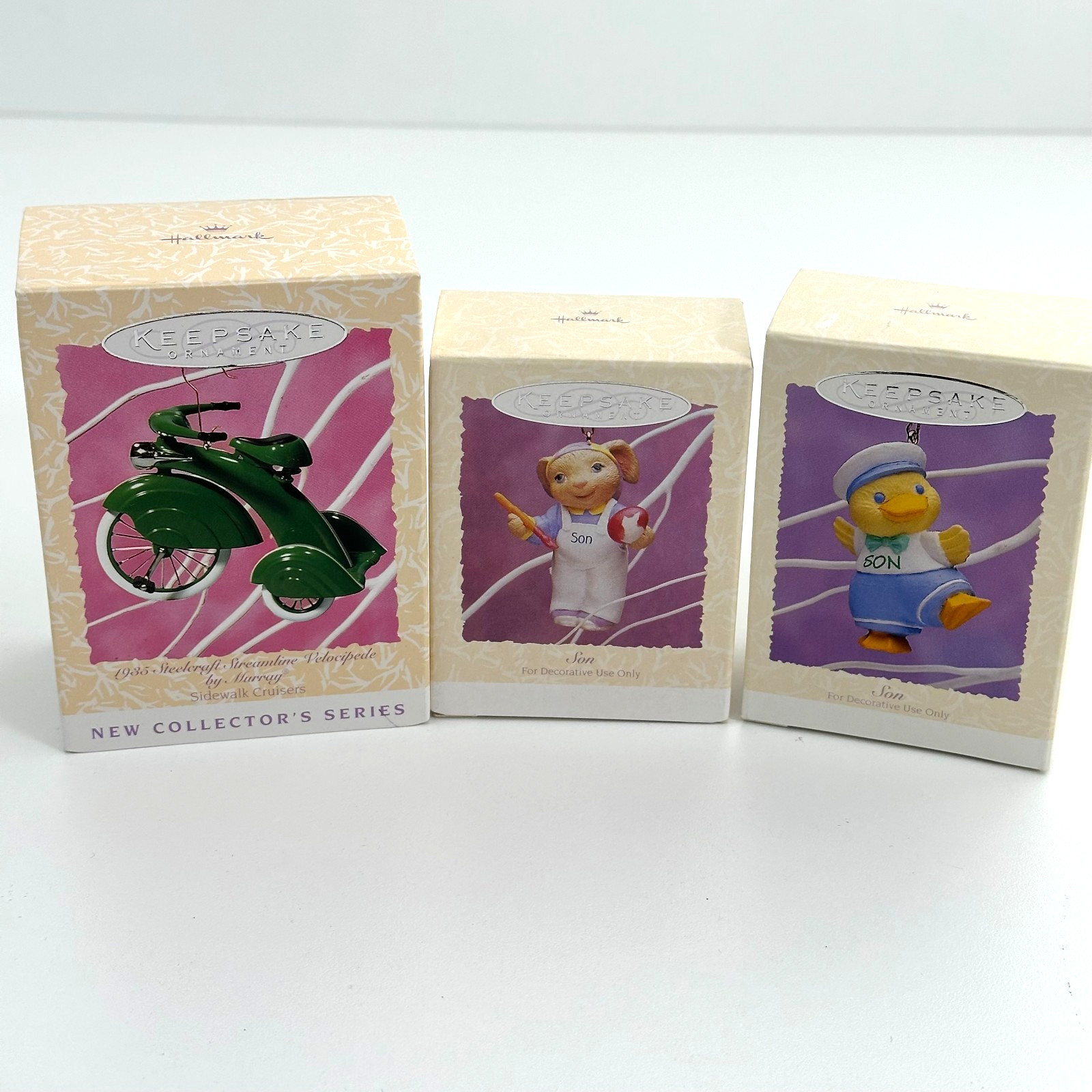 Hallmark Keepsake Ornaments Lot of 3 - Son Velocipede Bicycle Vintage
