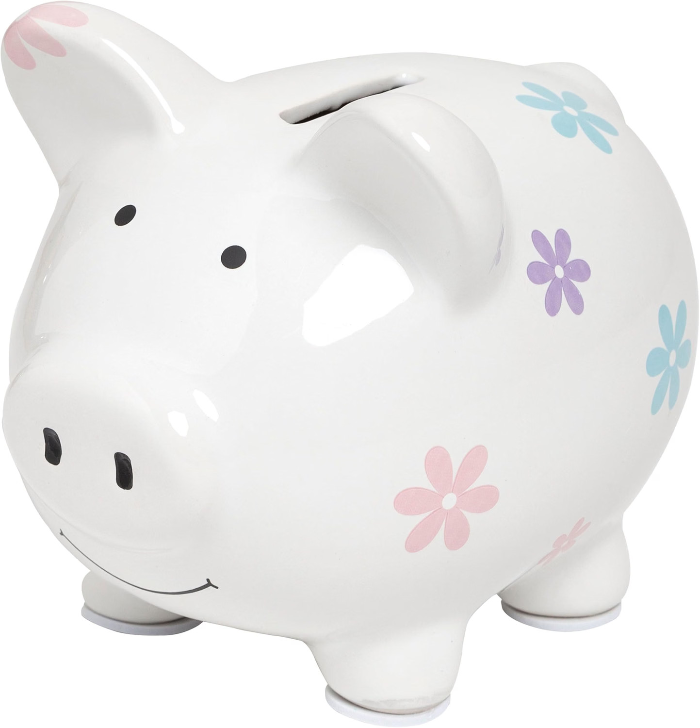 Large Ceramic Piggy Bank, White Floral Mini, Ideal for Boys and Girls, Kids, Mon Large Ceramic Piggy Bank, White Floral Mini, Ideal for Boys and Girls, Kids, Mon