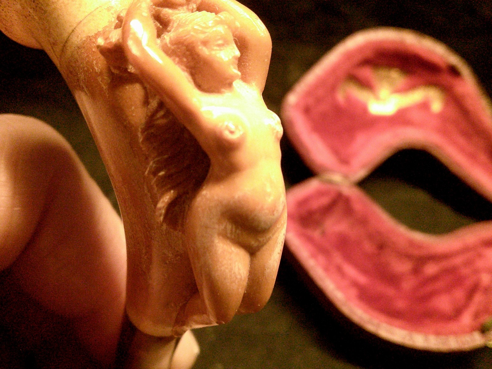 ✔️ ANTIQUE MEERSCHAUM CHEROOT PIPE FEATURING A NAKED WOMAN LAYING DOWN -DD
