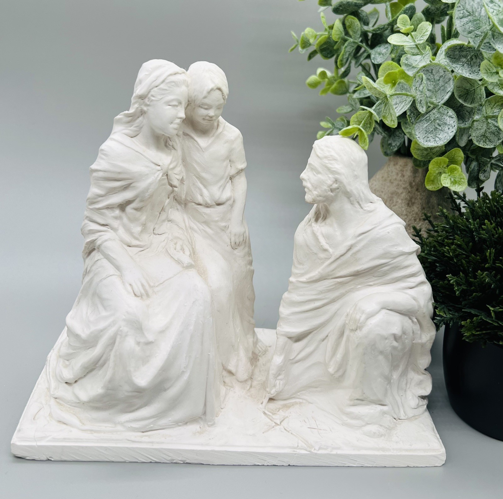 Original Hand Sculpted Religious Fine Art Statue Jesus with Mother & Child Cross Original Hand Sculpted Religious Fine Art Statue Jesus with Mother & Child Cross