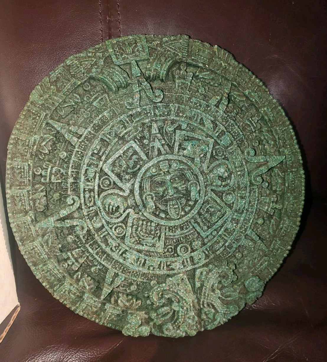 Vintage Aztec Mayan Calendar Crushed Malachite Sun Calendar 7 Vintage Aztec Mayan Calendar Crushed Malachite Sun Calendar 7