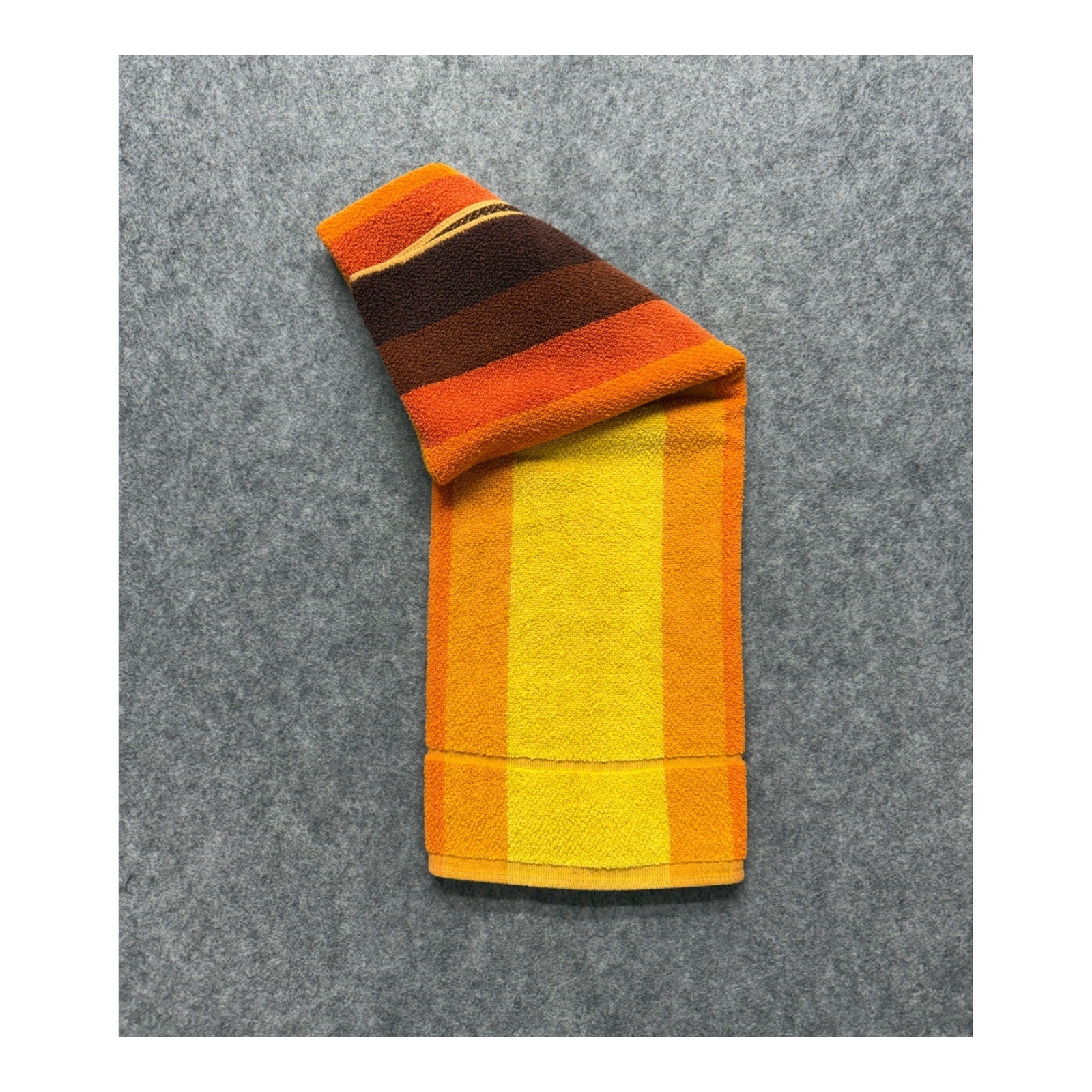 Vintage Egeria West Germany Cotton Towel Orange Yellow Brown Retro Stripes 70s