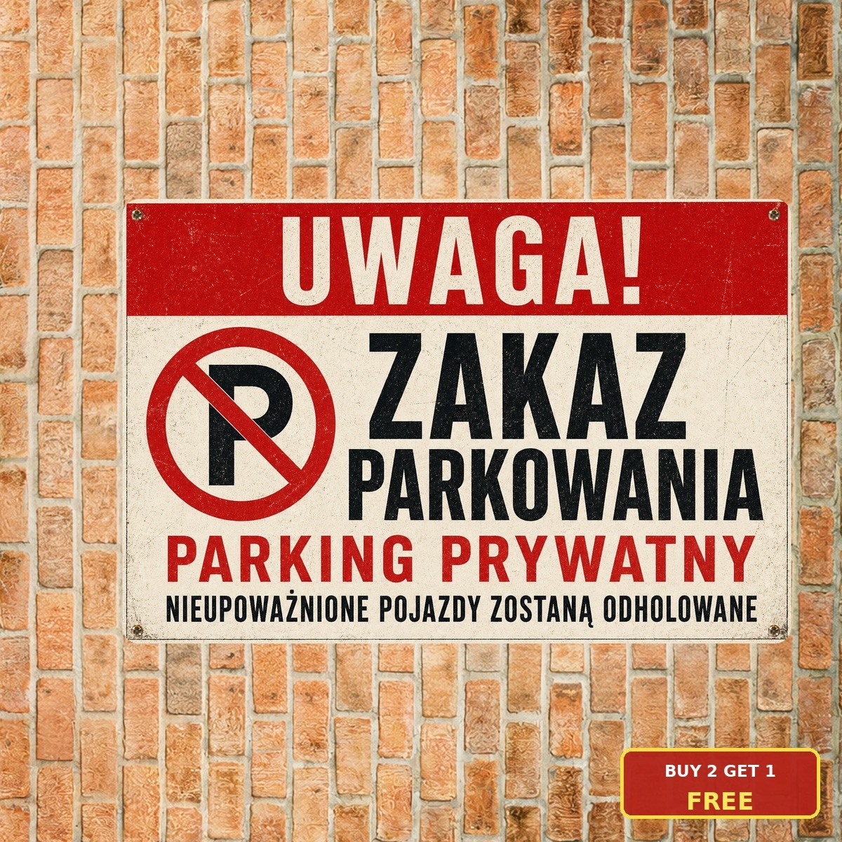 Retro Polish Themed Metal Sign Heavy Duty Parking Garage Decor 8x12