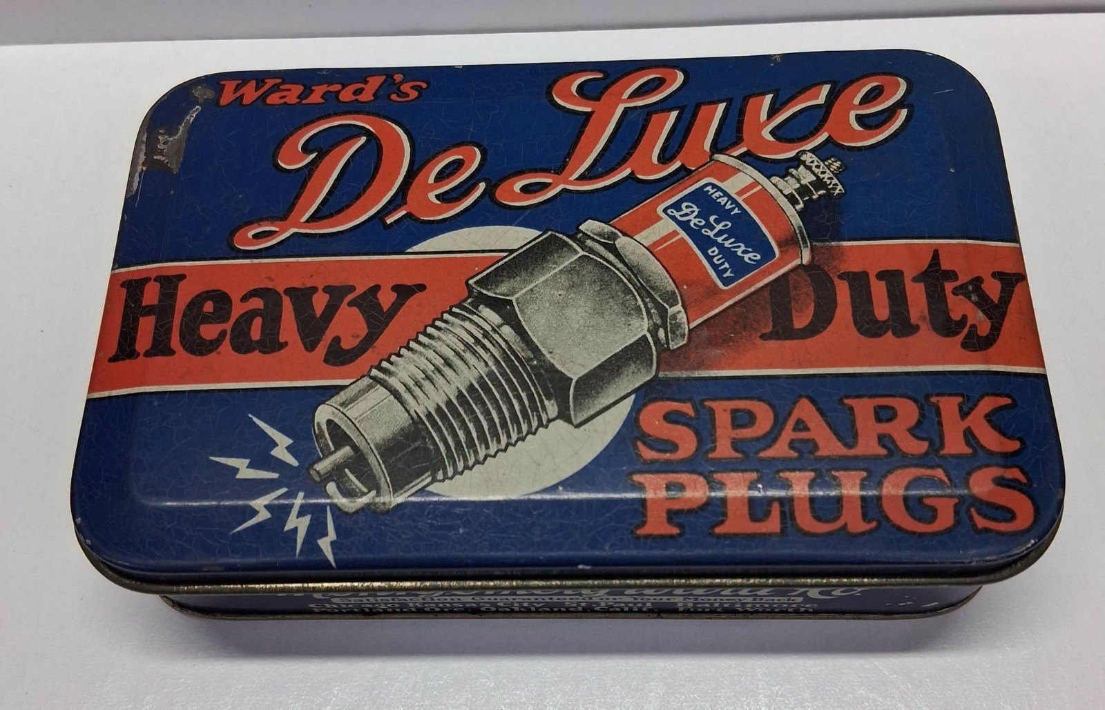 1920s-1930s Montgomery Ward Co Wards De Luxe Spark Plug Counter Top Tin Mosler 1920s-1930s Montgomery Ward Co Wards De Luxe Spark Plug Counter Top Tin Mosler