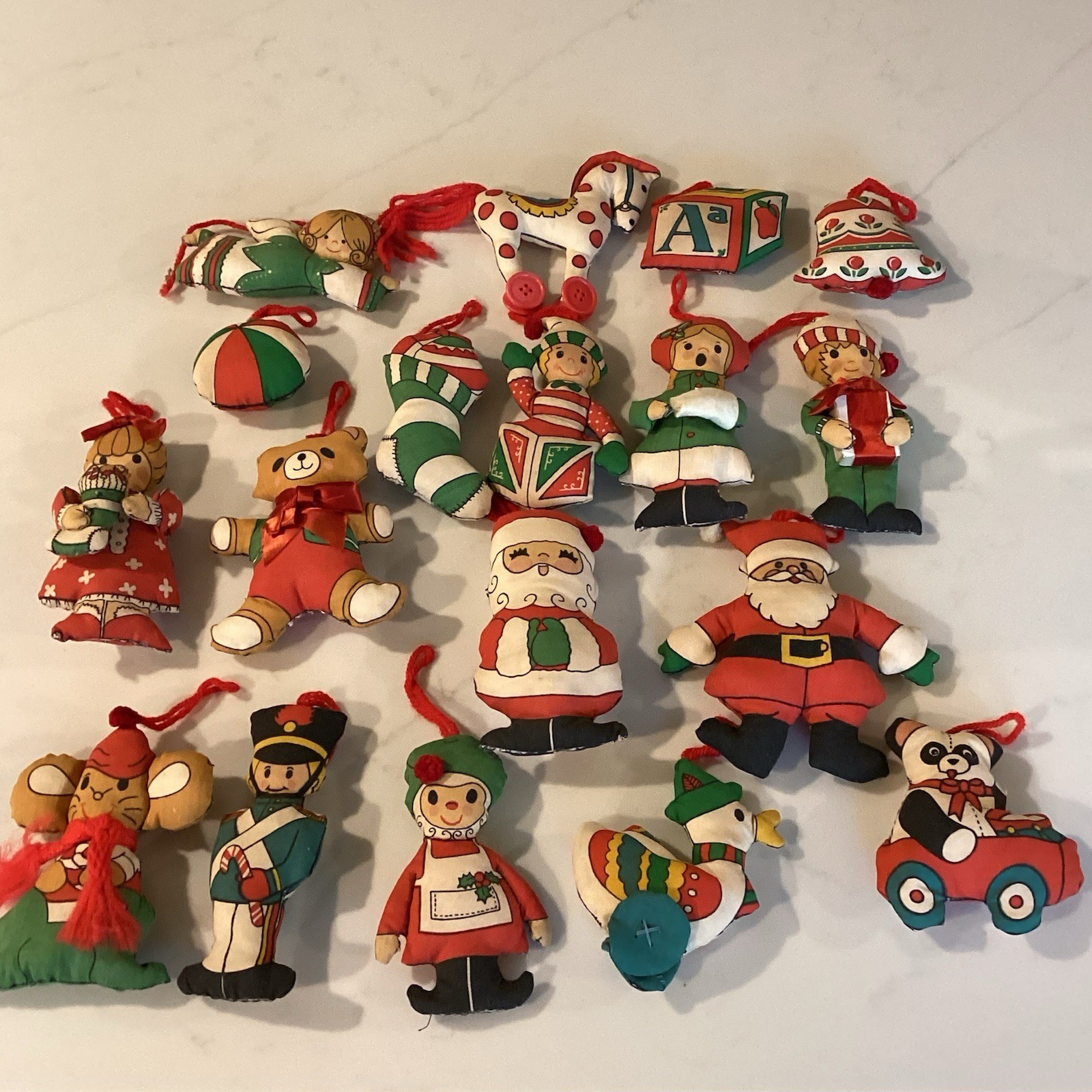 Lot of 18 Vintage Hand Sewn Homemade All Cloth Christmas Ornaments Lot of 18 Vintage Hand Sewn Homemade All Cloth Christmas Ornaments