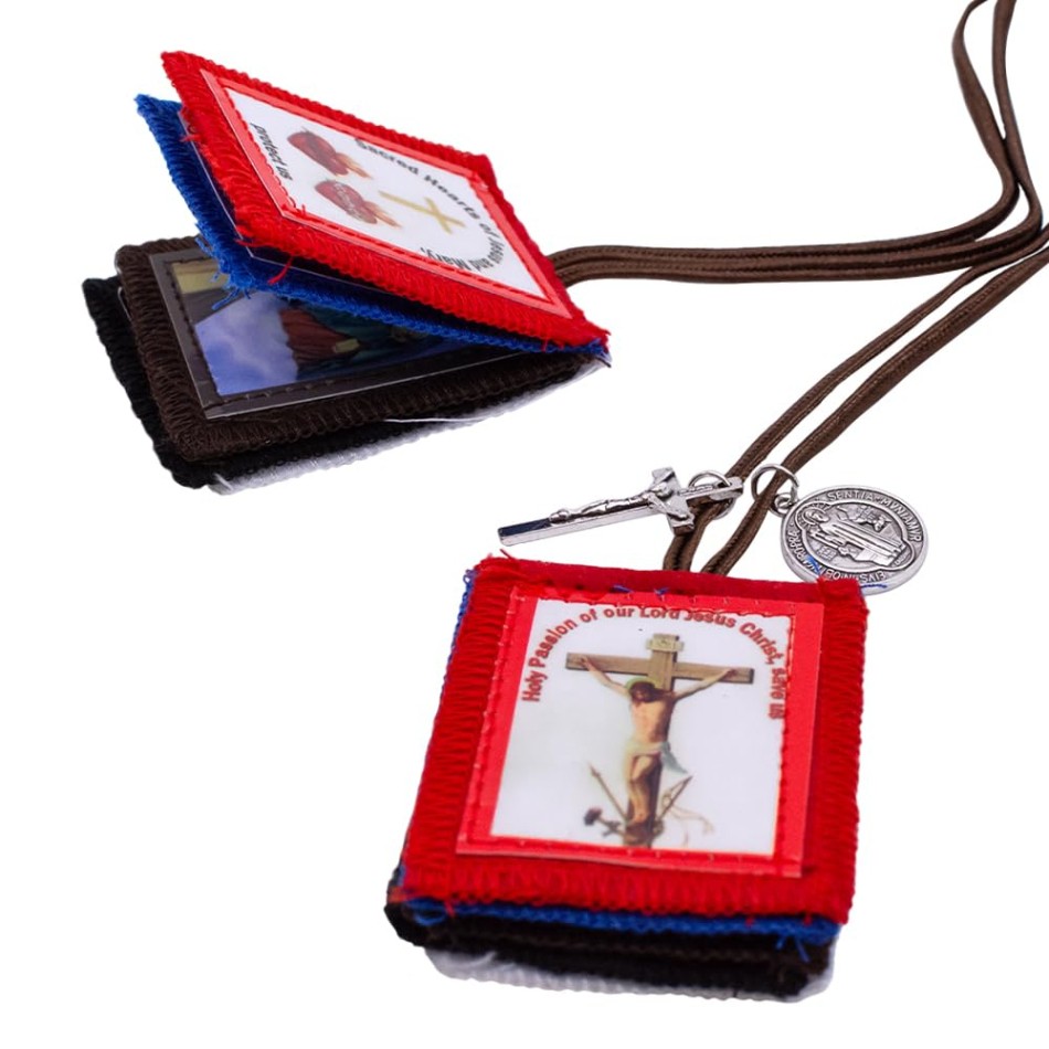 Five Fold Scapular with St. Benedict Medal and Crucifix | Scapular Devotional |