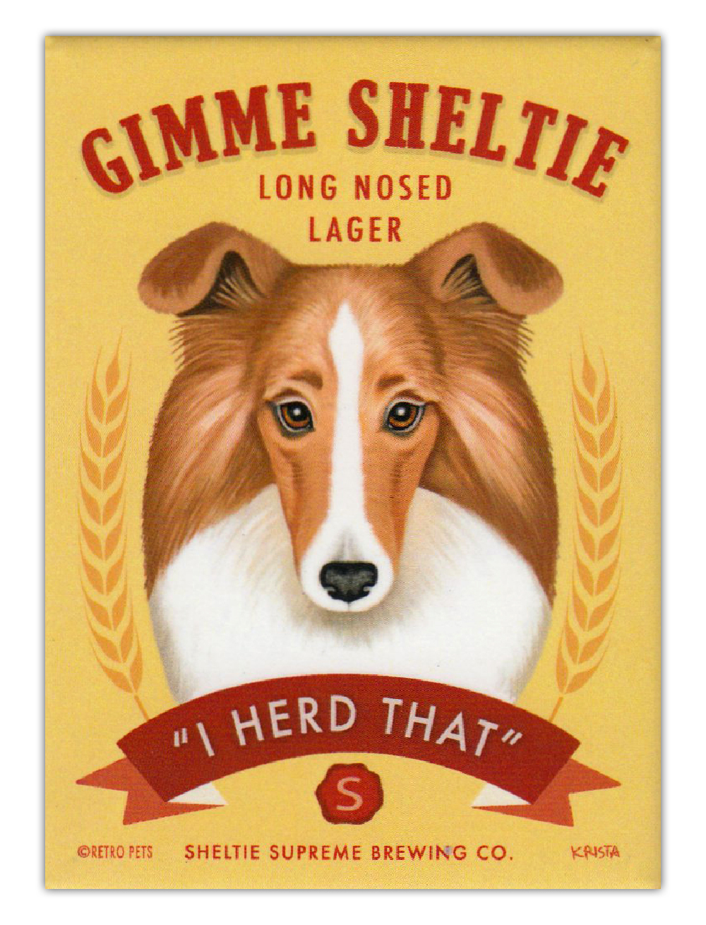Retro Dogs Refrigerator Magnets - Sheltie Lager (Shetland Sheepdog) Retro Dogs Refrigerator Magnets - Sheltie Lager (Shetland Sheepdog)