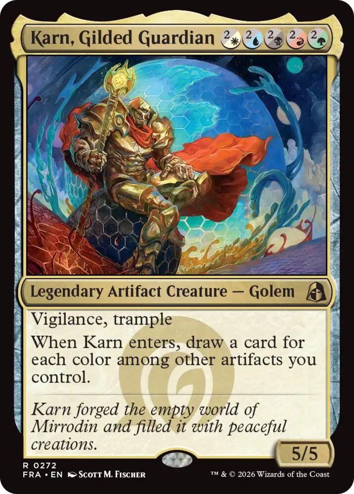 Karn, Gilded Guardian FRA 272 Rare Reality Fracture MTG Karn, Gilded Guardian FRA 272 Rare Reality Fracture MTG