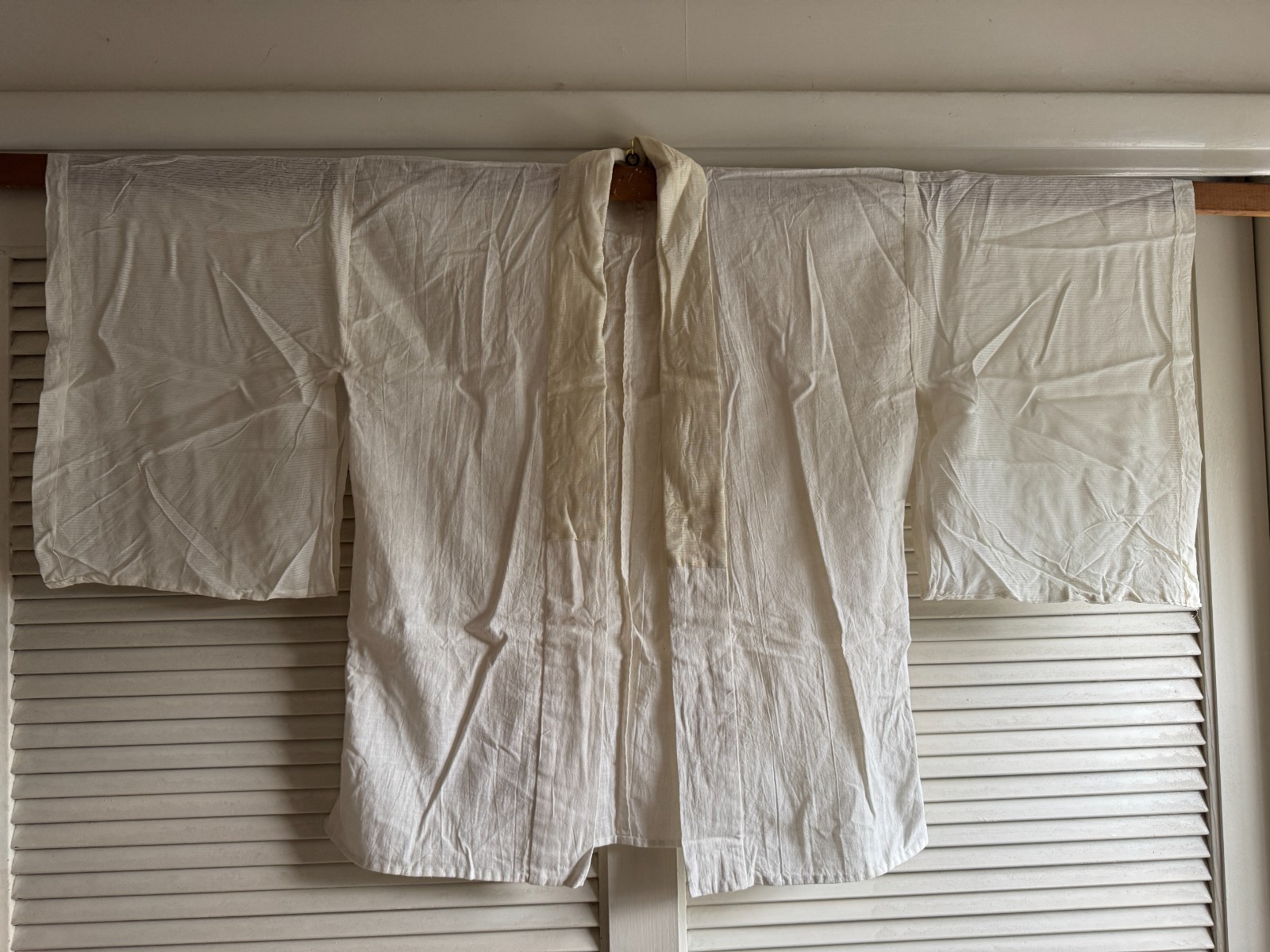 Japanese Linen and Satin Sleeve Haori Jacket Kimono Coat, Vintage, MCM