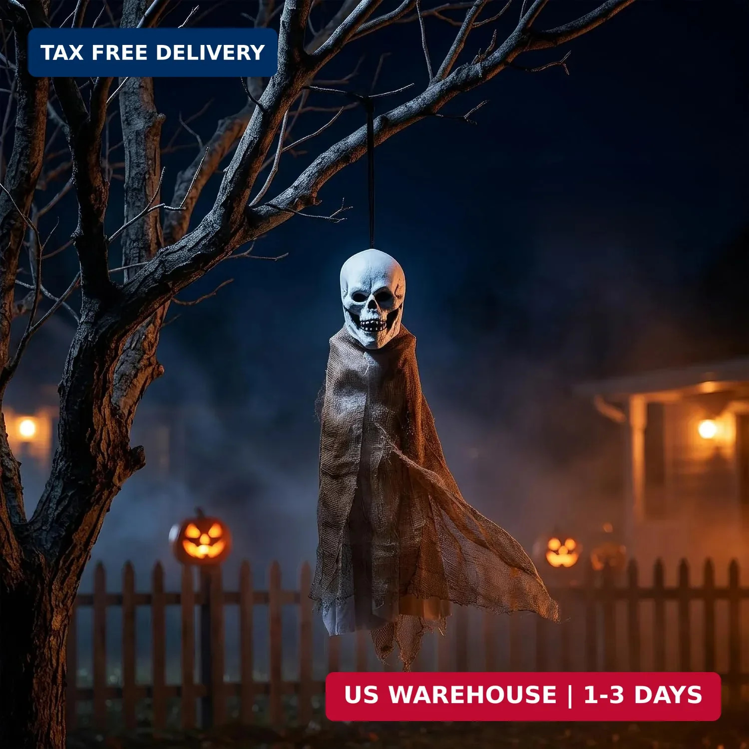 YU FENG Hanging Halloween Skull Decorations, Scary Prop for Halloween Yard & Por