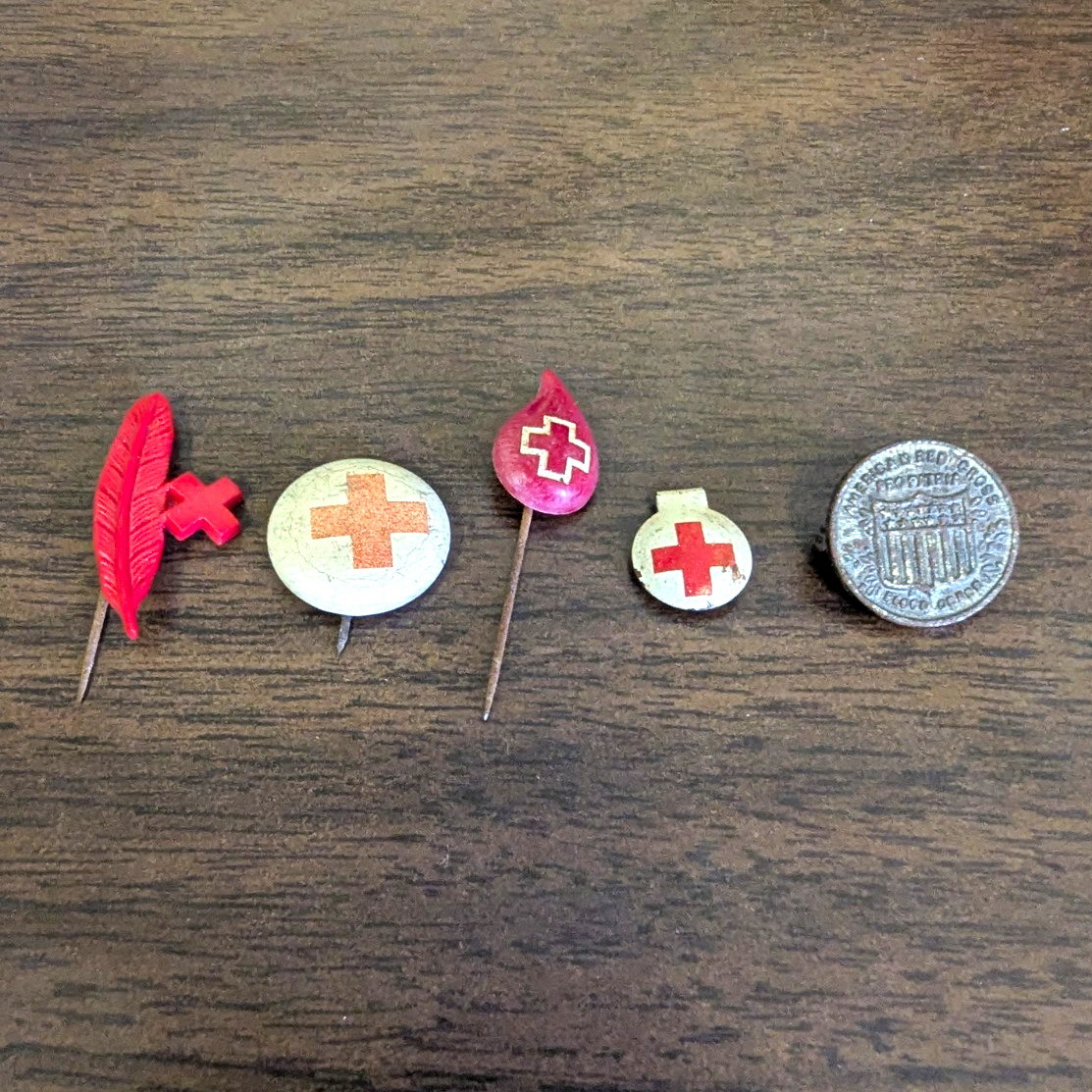 Vintage American Red Cross Pin Lot WWII 1940s Blood Donor Pro Patria Feather Tab