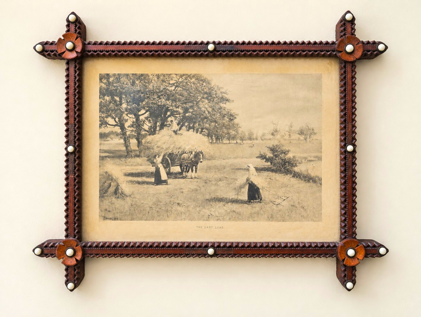Large Antique Tramp Art Frame, 30