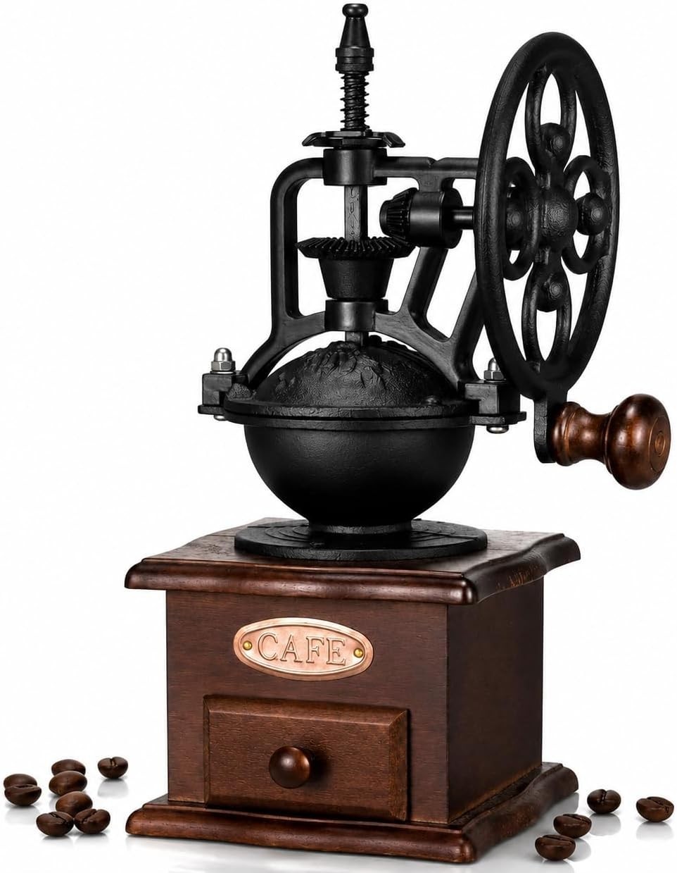 Antique Vintage Manual Coffee Grinder Hand Crank Wooden Coffee Bean Grinder Mill Antique Vintage Manual Coffee Grinder Hand Crank Wooden Coffee Bean Grinder Mill
