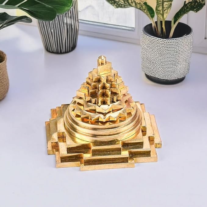 Sri Meru Chakra Shree Yantra | Energized Golden Pyramid for Vastu, Meditation