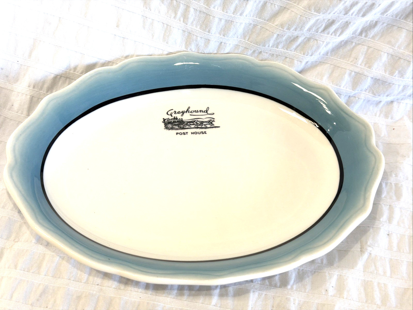 Vtg Greyhound Post House Syracuse Plate Scalloped Platter Restaurant Ware 1950’s
