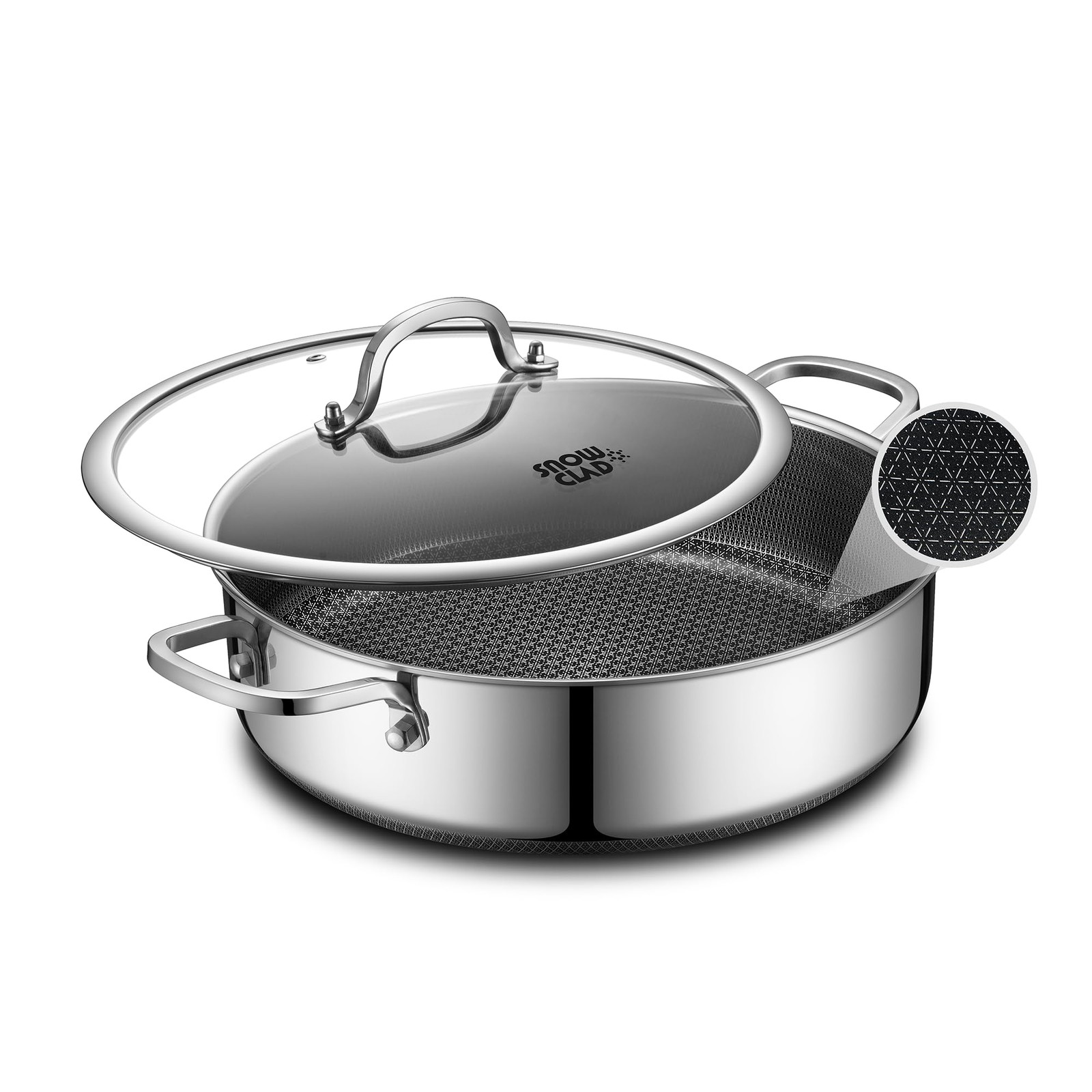 Saute Pan,Hybrid Non Stick 5 Quart Everyday Double Handle, Stainless Steel Saute Pan,Hybrid Non Stick 5 Quart Everyday Double Handle, Stainless Steel