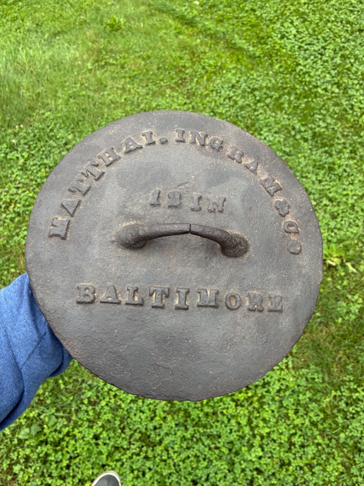 ANTIQUE CAST IRON LID BALTIMORE, FOR DUTCH OVEN.