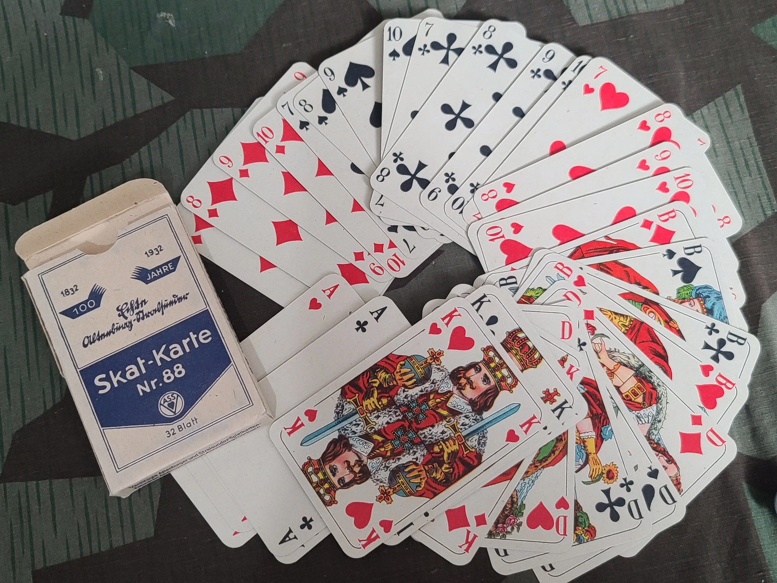 Original 1930s German Skat Nr.88 Playing Cards 1932 ASS Pre-WWII Vintage Deck