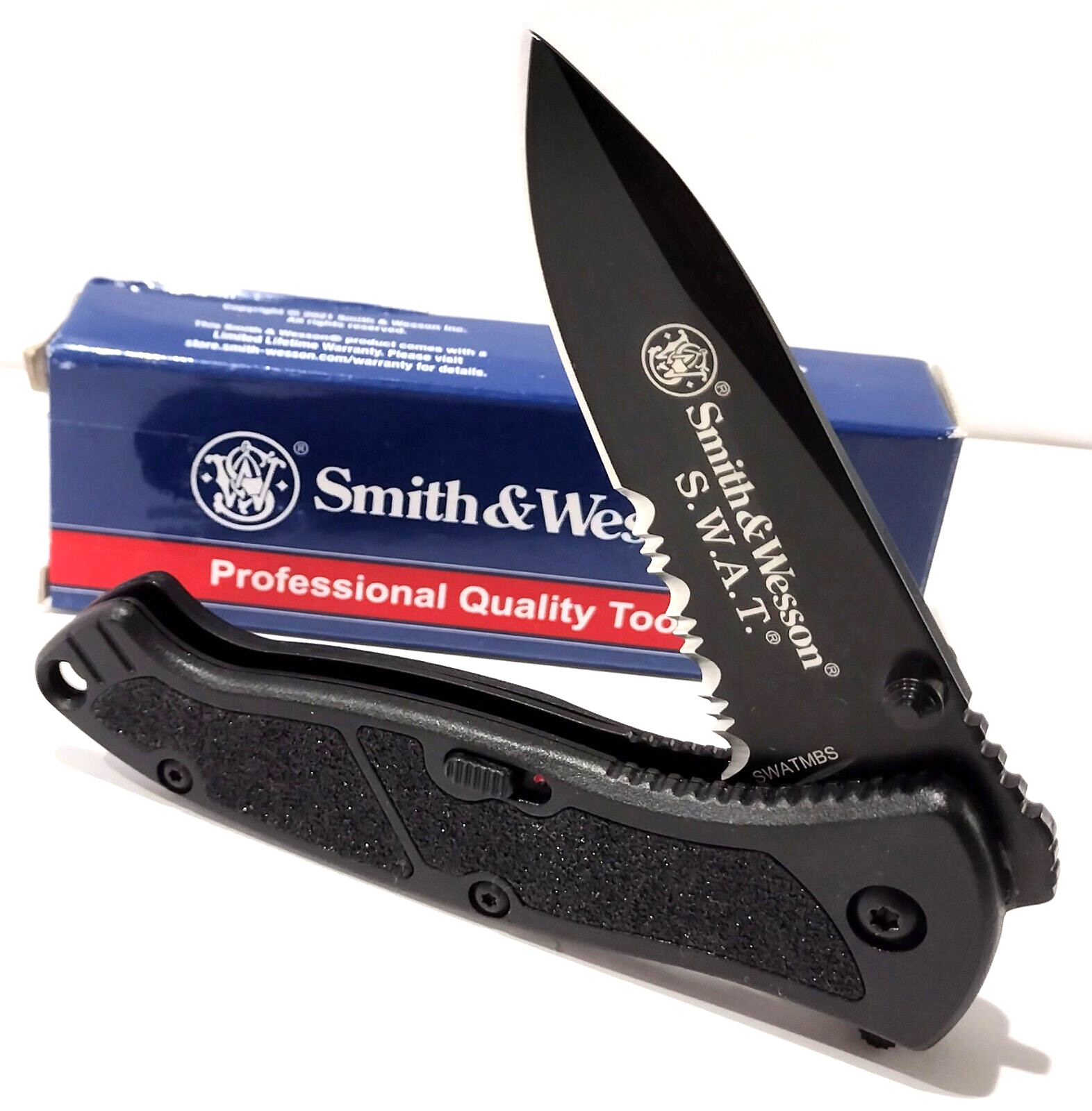 Smith & Wesson S.W.A.T. Spring Open Assisted Tactical Serrated Pocket Knife EDC Smith & Wesson S.W.A.T. Spring Open Assisted Tactical Serrated Pocket Knife EDC