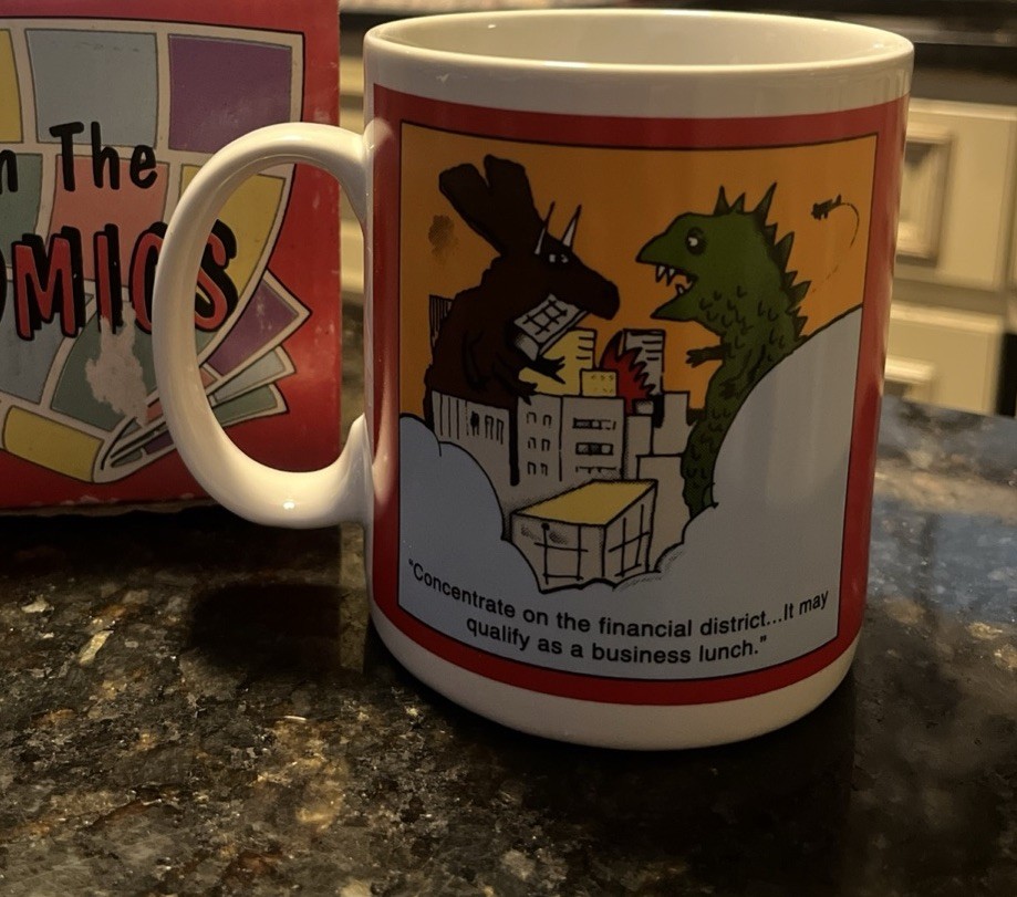 Vintage 1987 Dinosaur Mug June Soebel Standing Ovations WITH ORIGINAL BOX Rare