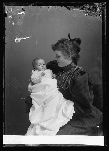 Photo:Mrs L A Thurston Holding Baby Portrait