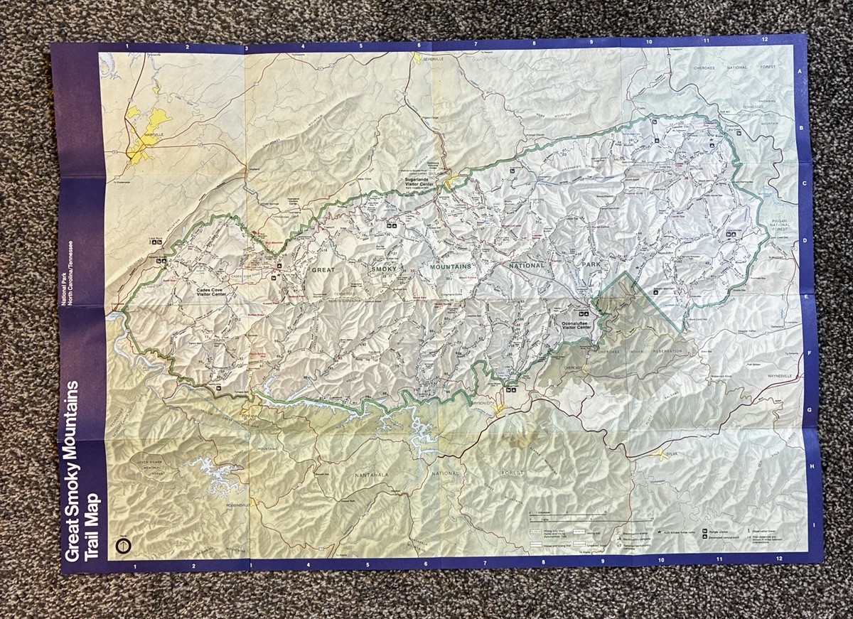 VTG 1994 Great Smoky Mountains Hiking Back Country Map Tennessee North Carolina VTG 1994 Great Smoky Mountains Hiking Back Country Map Tennessee North Carolina