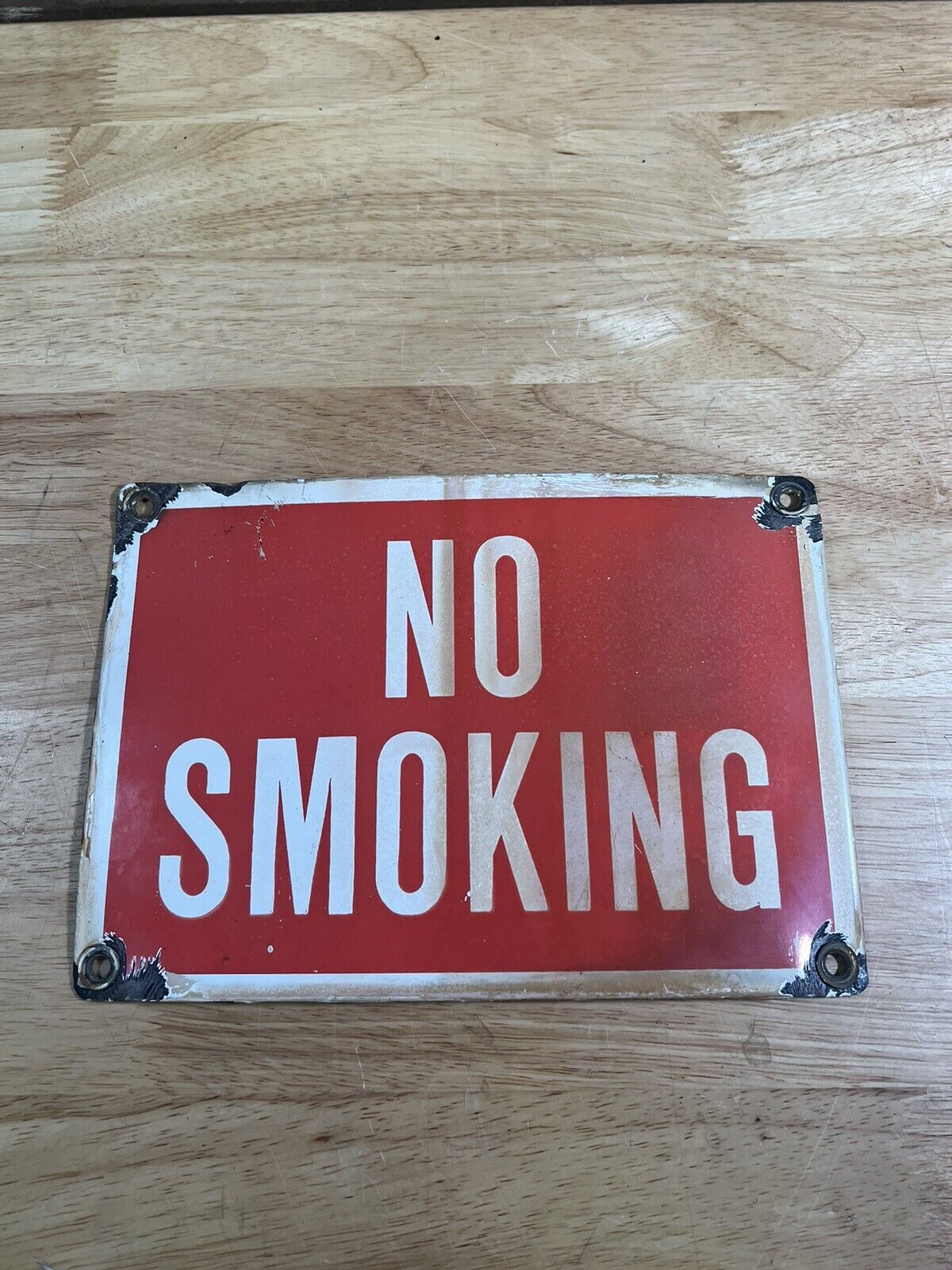 Vintage Porcelain No Smoking Sign 1