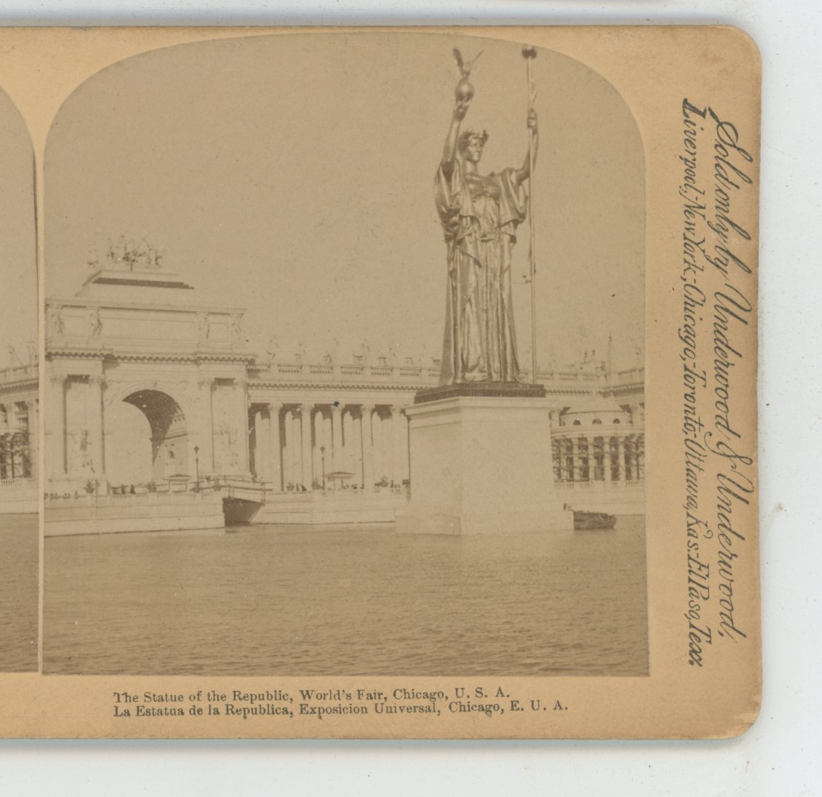 Statue of Republic World Fair Chicago 1893 Underwood USA Stereoview