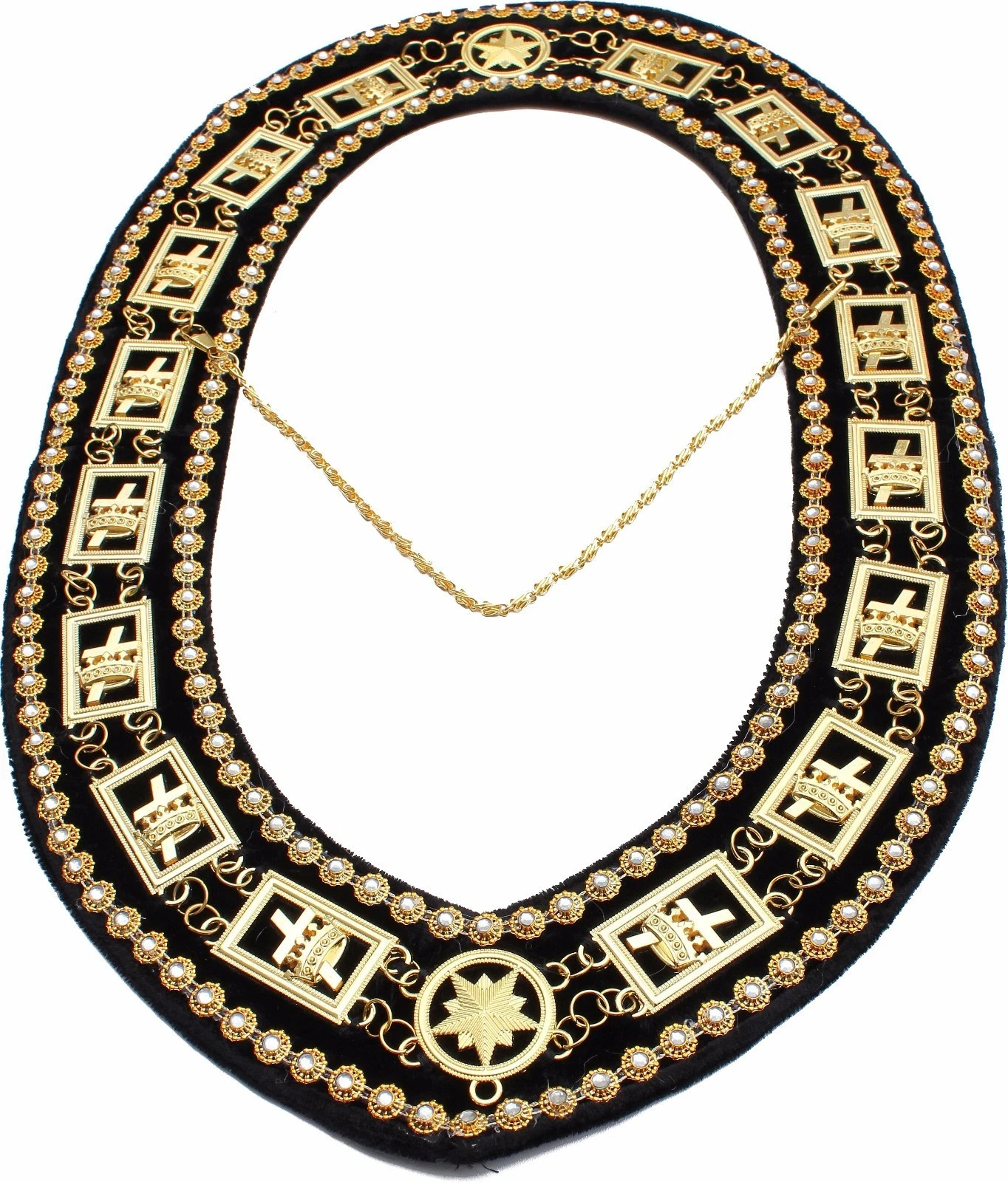 Masonic Regalia KT Knights Templar DELUXE Collar BLACK BACKING