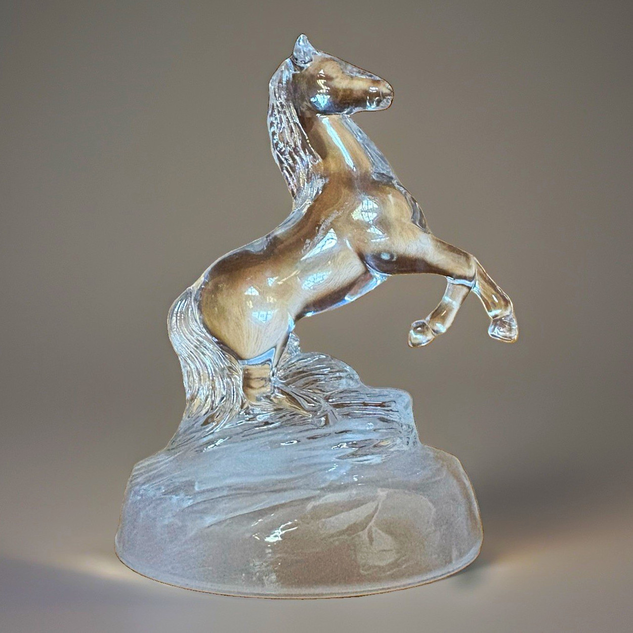 Cristal D’Arques Crystal Glass Rearing Horse Figurine