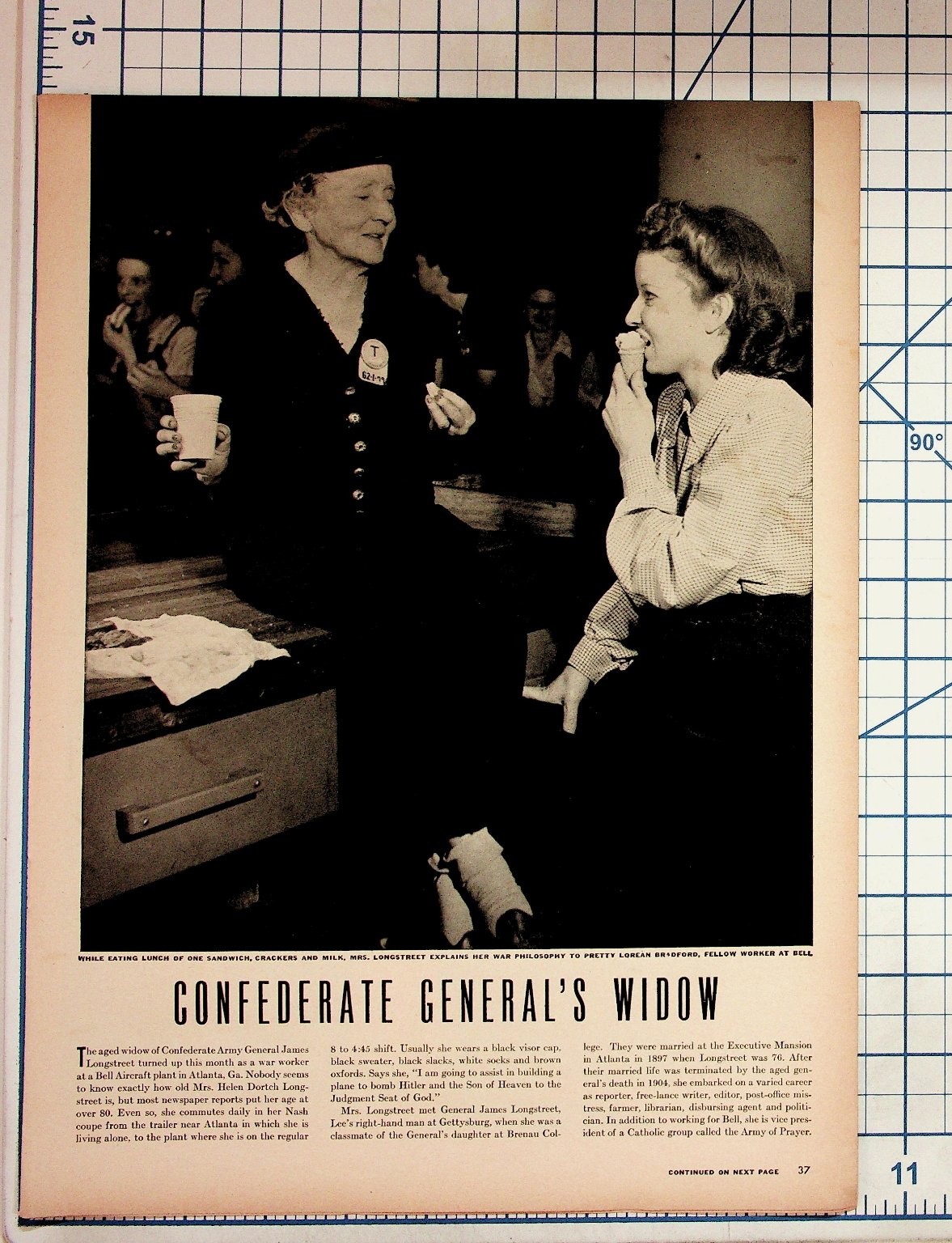 1940s Confederate General James Longstreet Widow Bell Aircraft Magazine Article