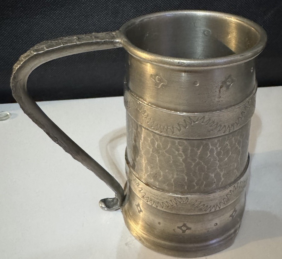 Antique Handmade Pewter Norwegian WIIK Norway 93/7% Vintage Beer Stein Mug Cup
