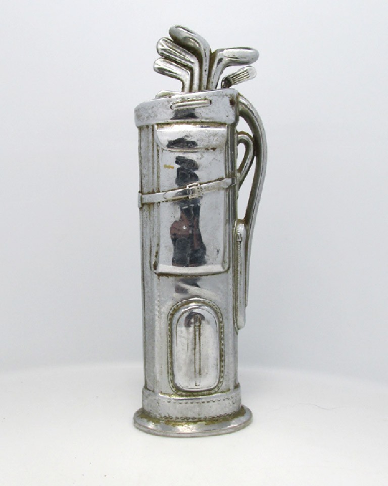 Vintage 1940s ⛳Negbaur Golf Bag Table Lighter⛳ Chrome Finish Made in USA - Read
