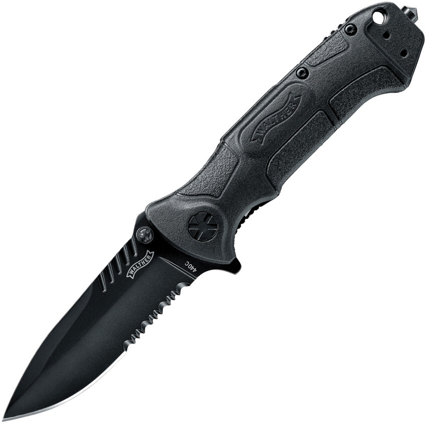 Walther BTK 2 Tac Linerlock Black Folding 440C Stainless Drop Point Knife 50786