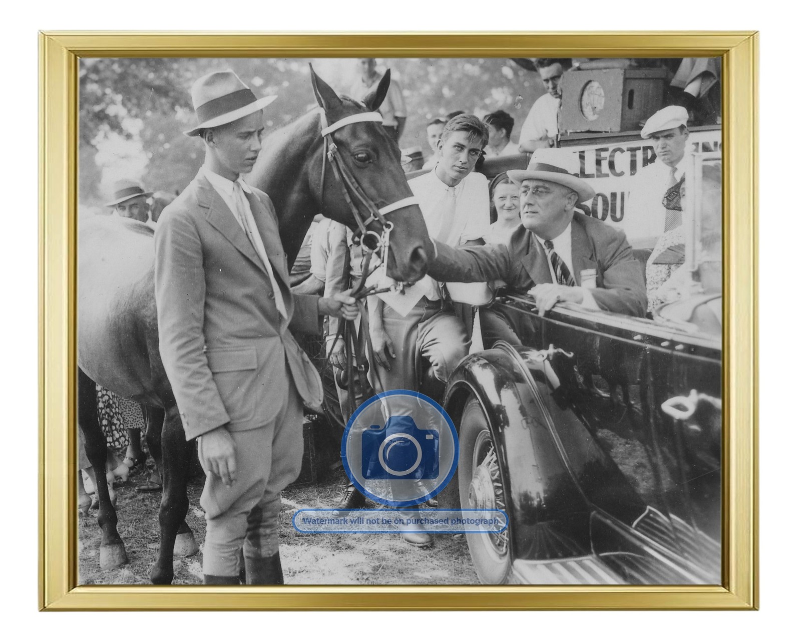 FRANKLIN D. ROOSEVELT FAMILY RHINEBECK NY 1940 8X10 GOLD FRAMED PHOTO