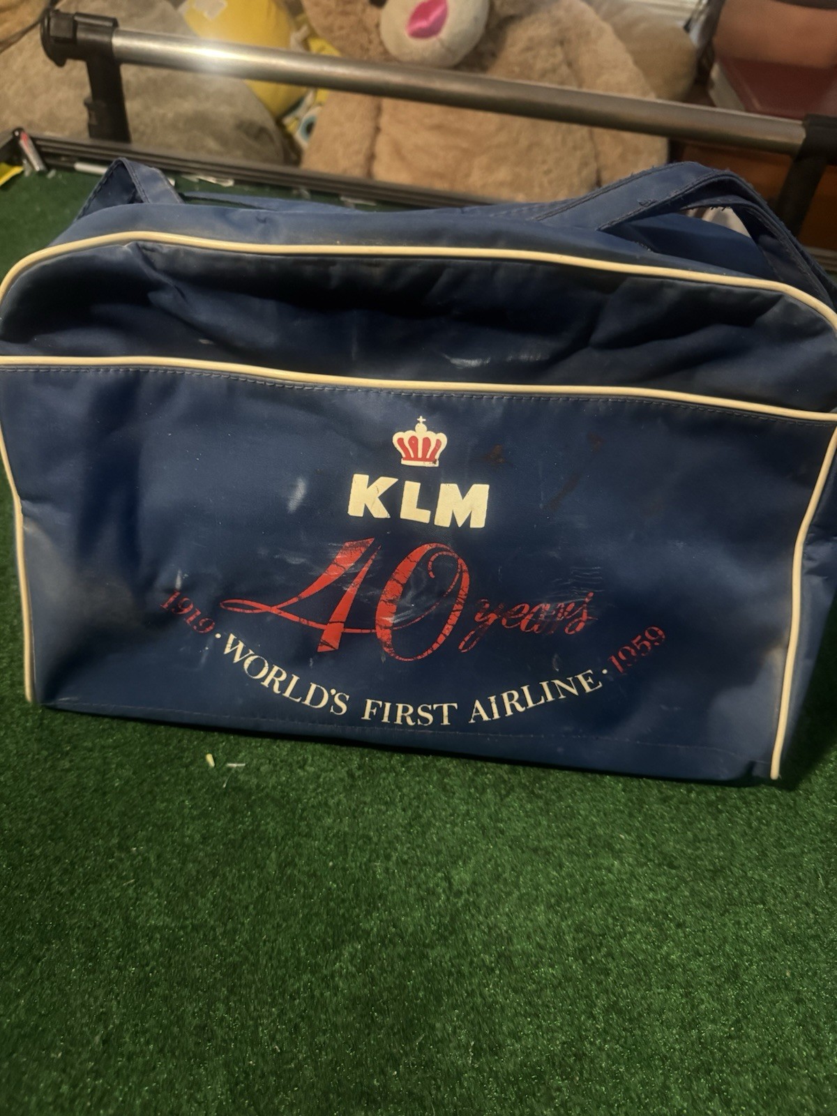 Vintage KLM Airlines Travel Bag 1959 40th Anniversary Carry On Duffle Tote Bag