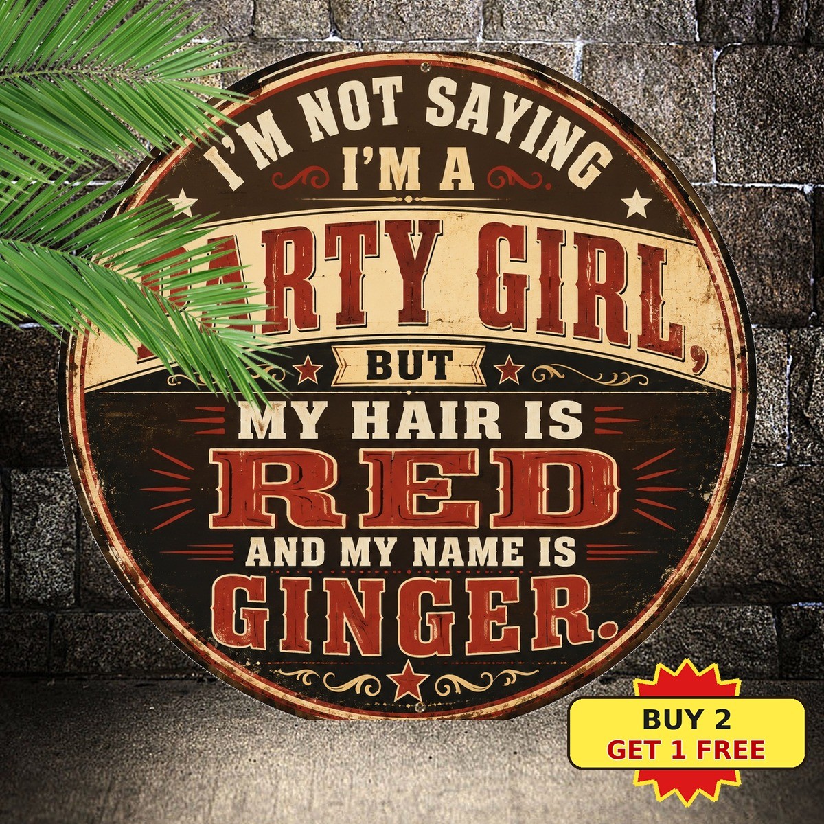 Funny Redhead Humor Metal Sign Retro Silhouette Black Brown Home Decor 8x8