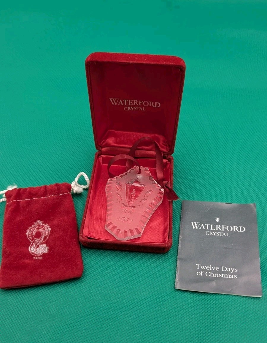 Vintage 1984 Waterford Crystal Annual Christmas Ornament Candle Lantern W Box 