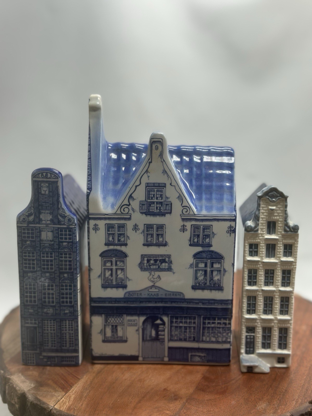 Blue Delft Miniature Houses Holland 3 Separate Empty